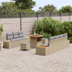 Conjunto de sofás de jardín con cojín 10 pcs Beige y Gris Claro