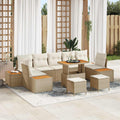 Conjunto de sofás de jardín con cojín 10 pcs Beige y Crema