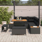 Conjunto de sofás de jardín con cojín 8 pcs Negro