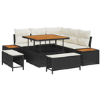 Conjunto de sofás de jardín con cojín 8 pcs Negro y crema
