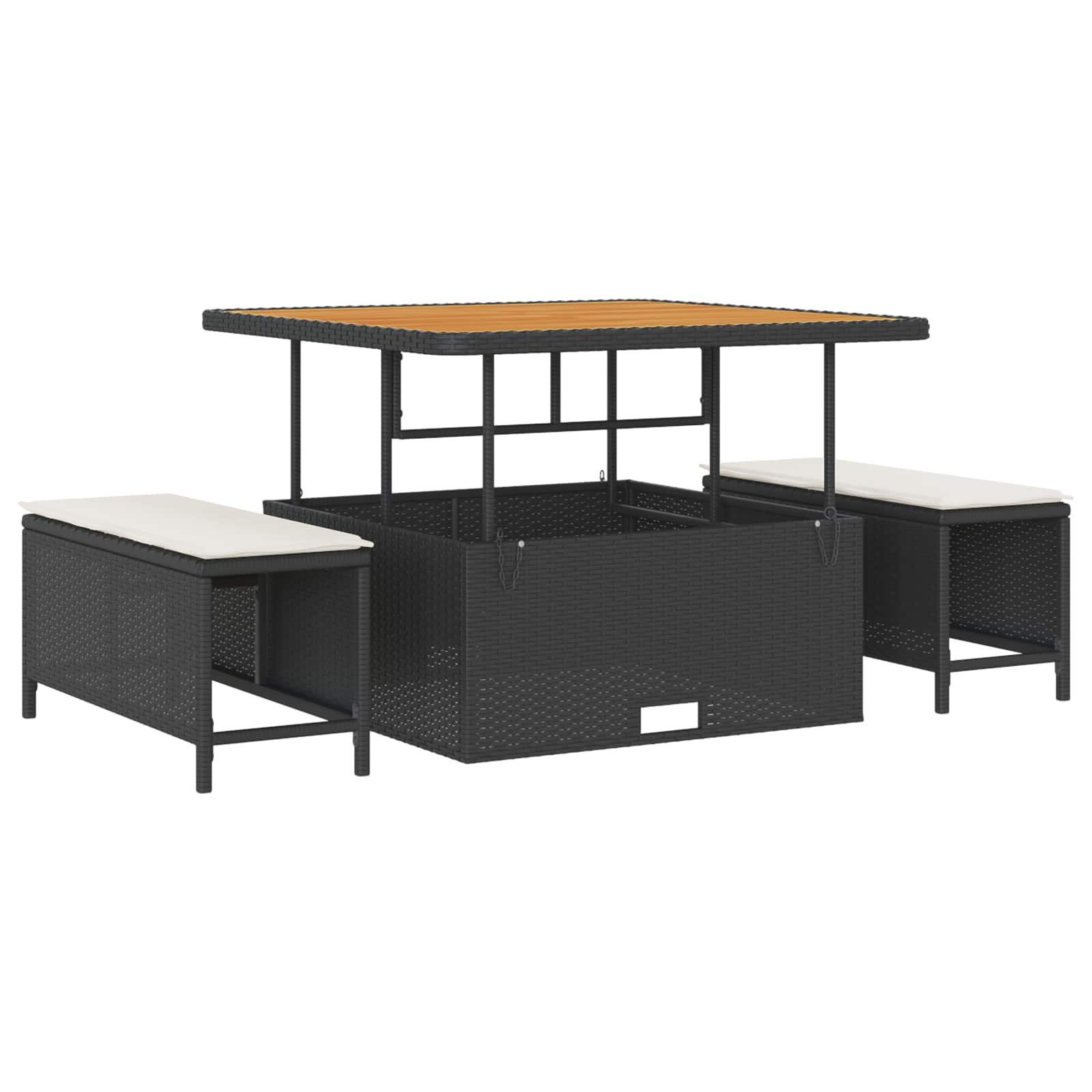 Conjunto de sofás de jardín con cojín 8 pcs Negro y crema