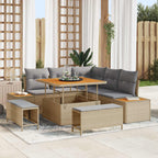 Conjunto de sofás de jardín con cojín 8 pcs Beige y Gris Claro