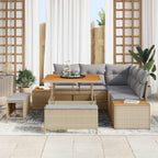 Conjunto de sofás de jardín con cojín 8 pcs Beige y Gris Claro