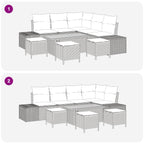 Conjunto de sofás de jardín con cojín 9 pcs Negro
