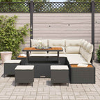 Conjunto de sofás de jardín con cojín 9 pcs Negro y crema