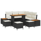 Conjunto de sofás de jardín con cojín 9 pcs Negro y crema