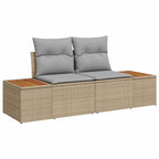 Conjunto de sofás de jardín con cojín 9 pcs Beige y Gris Claro