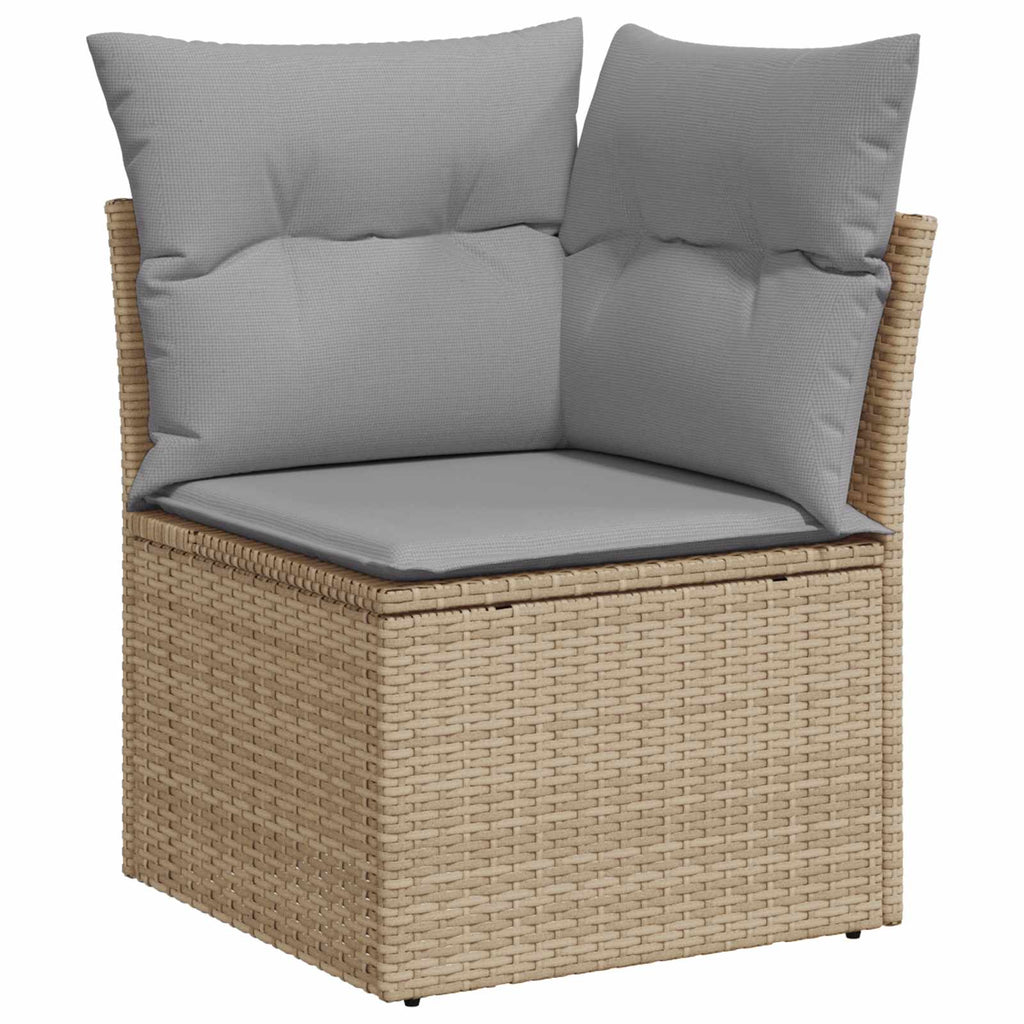 Conjunto de sofás de jardín con cojín 9 pcs Beige y Gris Claro