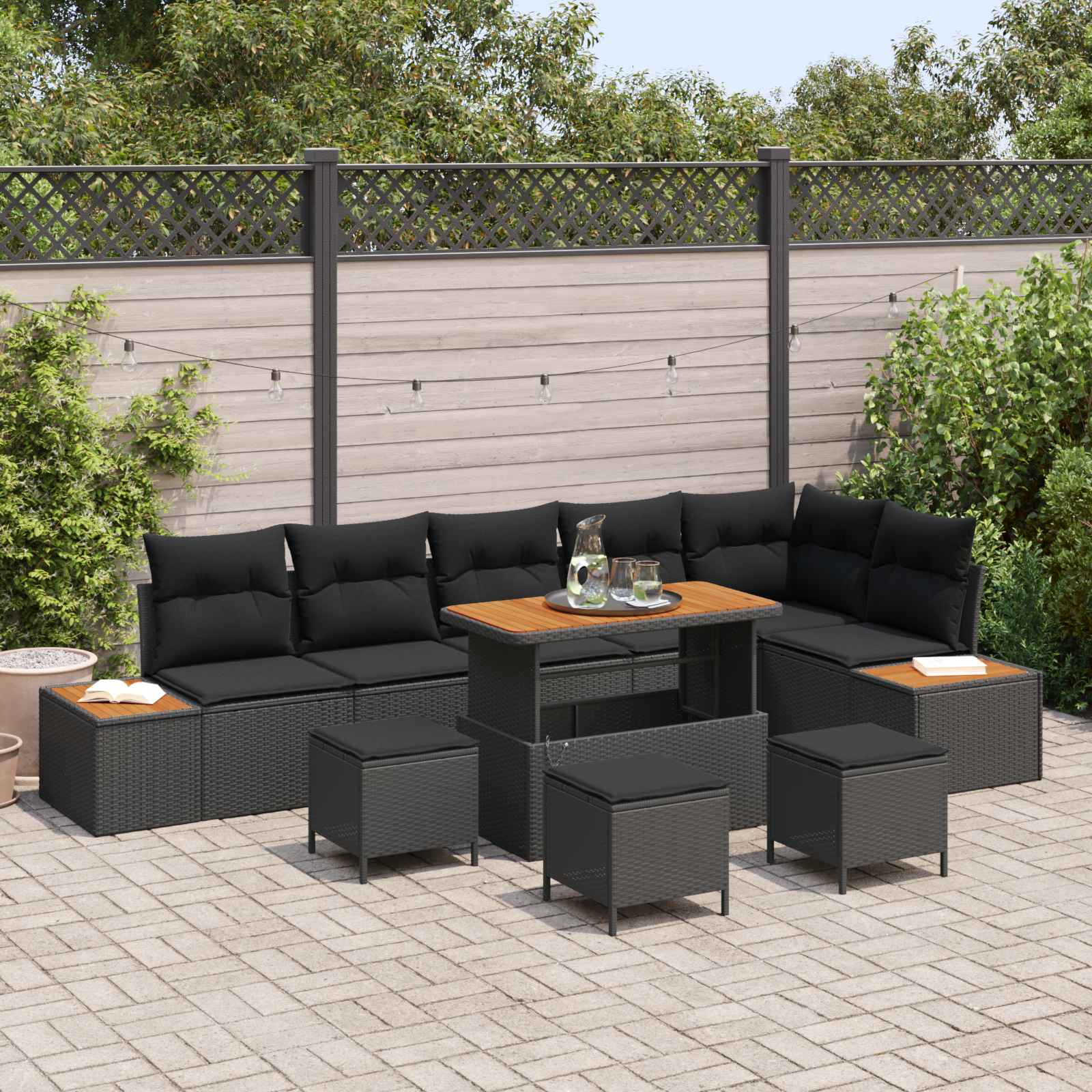 Conjunto de sofá de jardín 7 pcs Gris Claro y Gris Oscuro