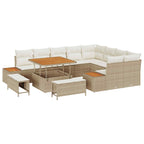 Conjunto de sofás de jardín con cojín 12 pcs Beige y Crema