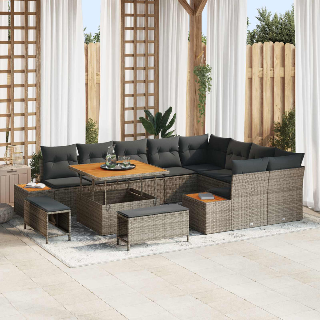 Conjunto de sofás de jardín con cojín 12 pcs Beige y Crema