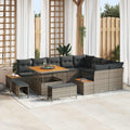 Conjunto de sofás de jardín con cojín 12 pcs Beige y Crema