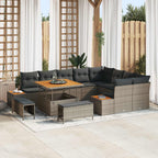 Conjunto de sofás de jardín con cojín 12 pcs Beige y Crema