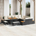Conjunto de sofás de jardín con cojín 13 pcs Negro y crema
