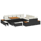 Conjunto de sofás de jardín con cojín 13 pcs Negro y crema