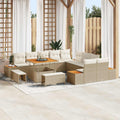 Conjunto de sofás de jardín con cojín 13 pcs Beige y Crema