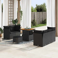 Conjunto de sofá de jardín con cojín 8 pcs Negro