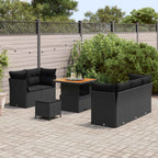Conjunto de sofá de jardín con cojín 8 pcs Negro