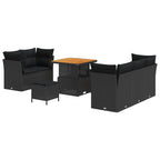 Conjunto de sofá de jardín con cojín 8 pcs Negro