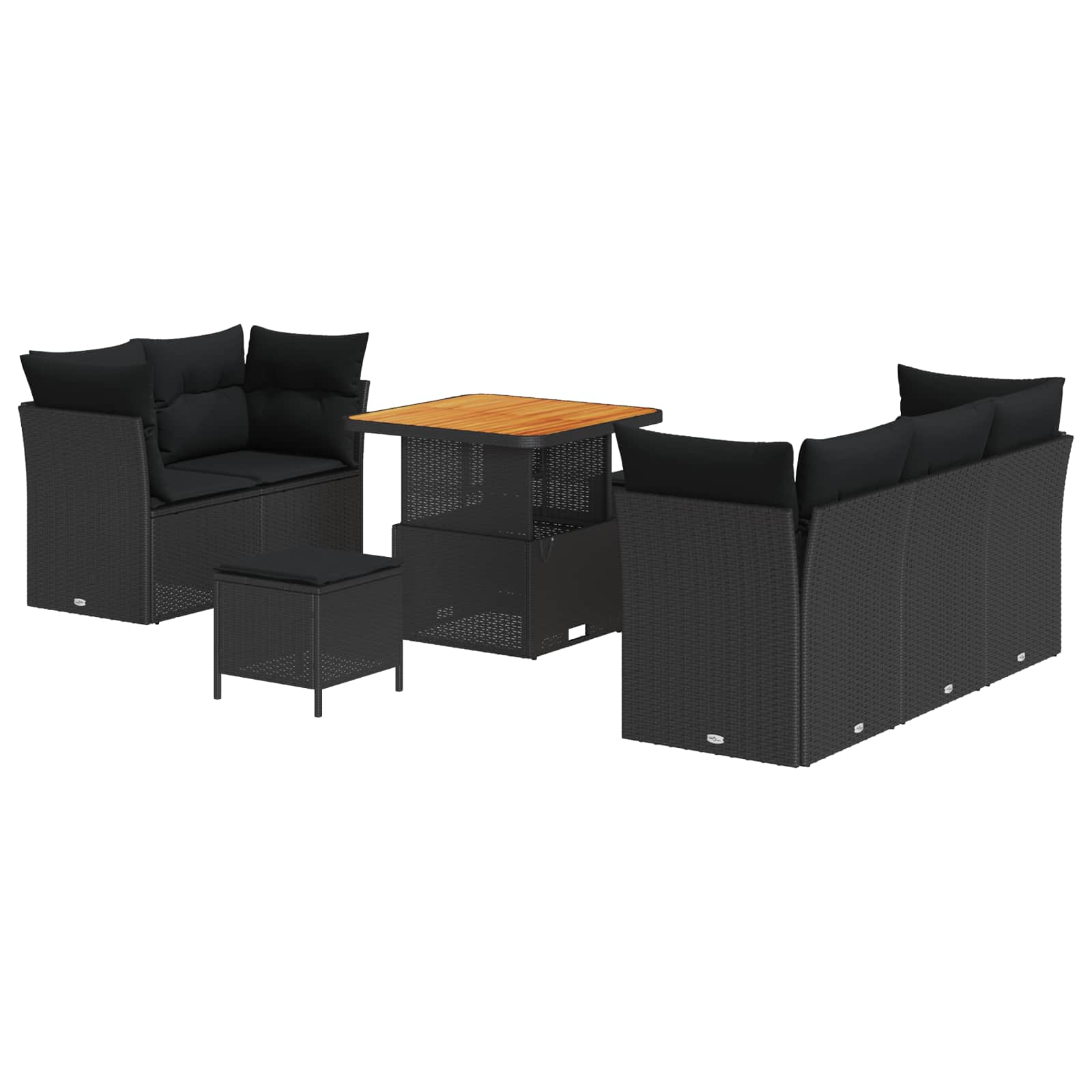 Conjunto de sofá de jardín con cojín 8 pcs Negro
