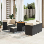 Conjunto de sofá de jardín 8 pcs Negro y crema ratán sintético