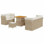 Conjunto de sofá de jardín con cojín 8 pcs beige y crema