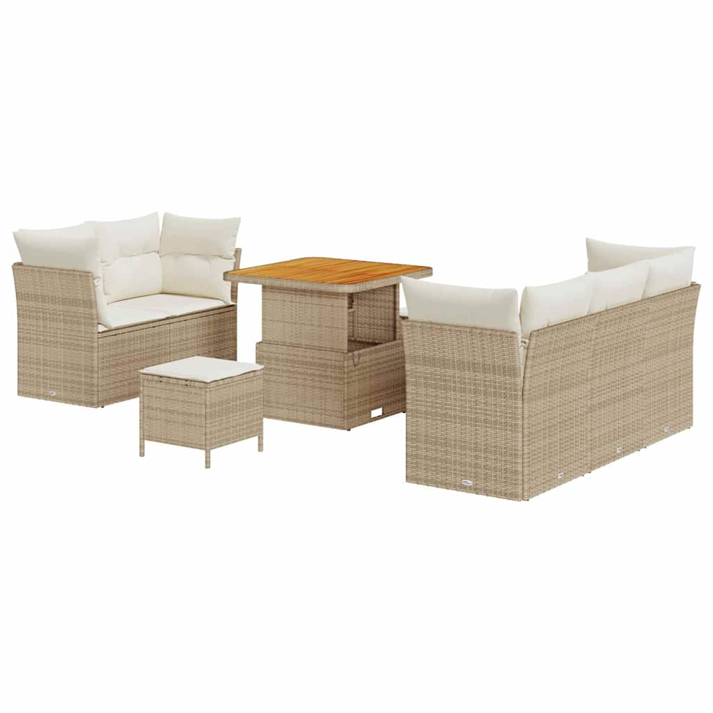 Conjunto de sofá de jardín con cojín 8 pcs beige y crema
