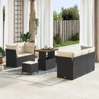 Conjunto de sofá de jardín con cojín 8 pcs Negro y crema