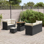 Conjunto de sofá de jardín con cojín 8 pcs Negro y crema