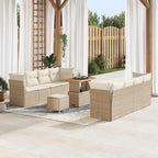 Conjunto de sofá de jardín 11 pcs Beige y Crema ratán sintético