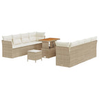 Conjunto de sofá de jardín 11 pcs Beige y Crema ratán sintético