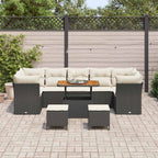 Conjunto de sofá de jardín con cojín 10 pcs Negro y crema