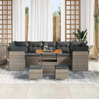 Conjunto de sofá de jardín con cojín Manual 10 pcs Gris