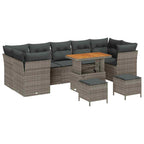 Conjunto de sofá de jardín con cojín Manual 10 pcs Gris