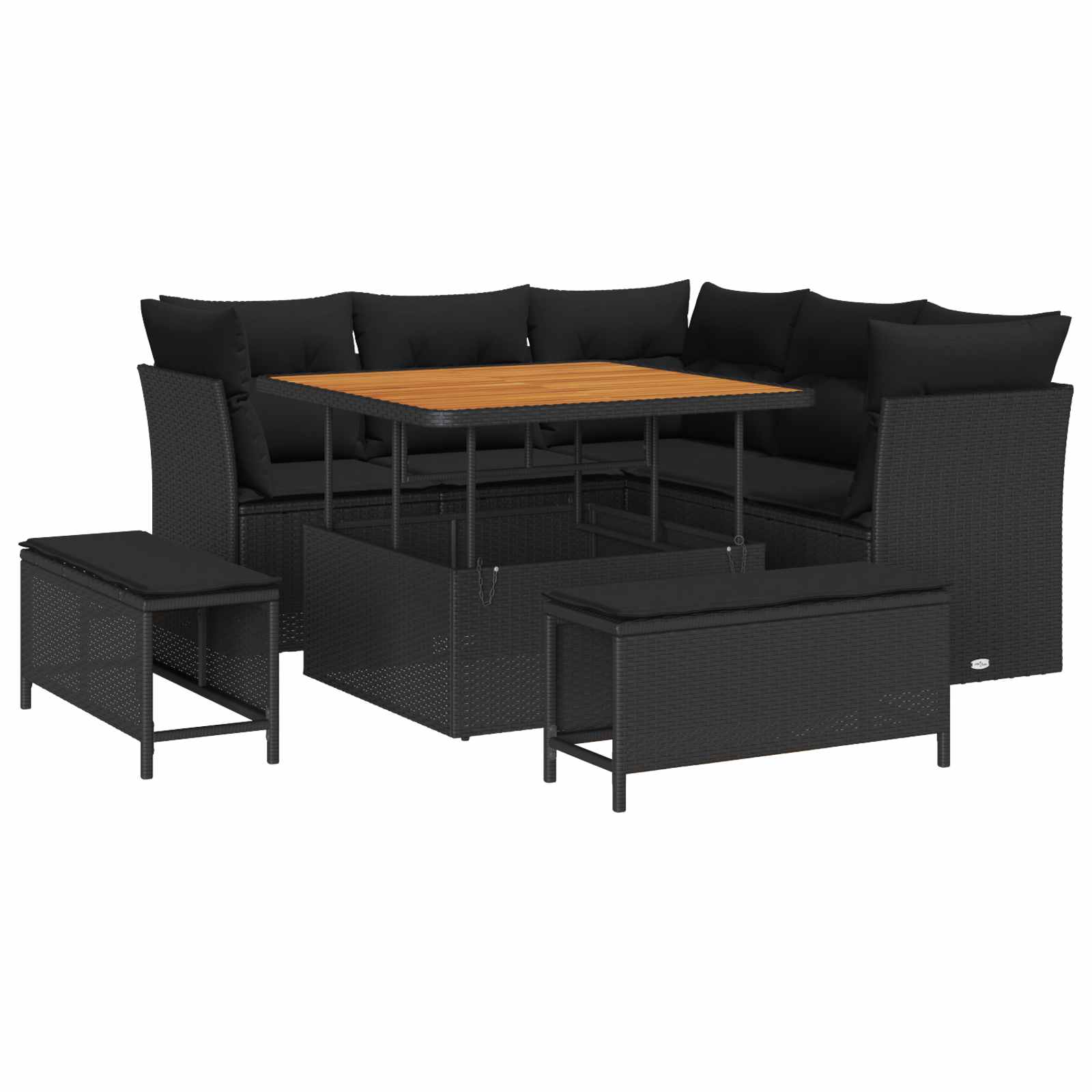 Conjunto de sofá de jardín con cojín 8 pcs Negro