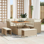 Conjunto de sofá de jardín con cojín 8 pcs beige y crema