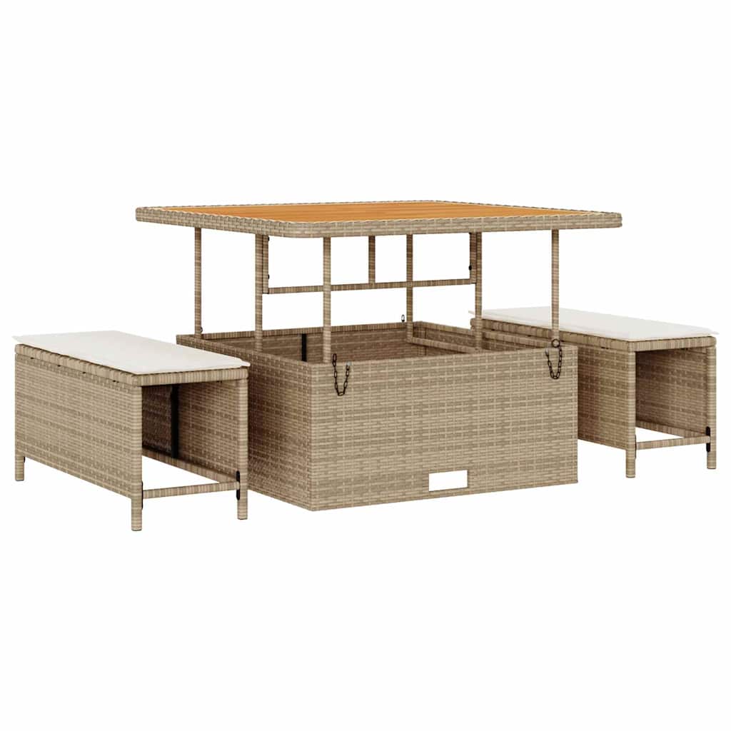 Conjunto de sofá de jardín con cojín 8 pcs beige y crema