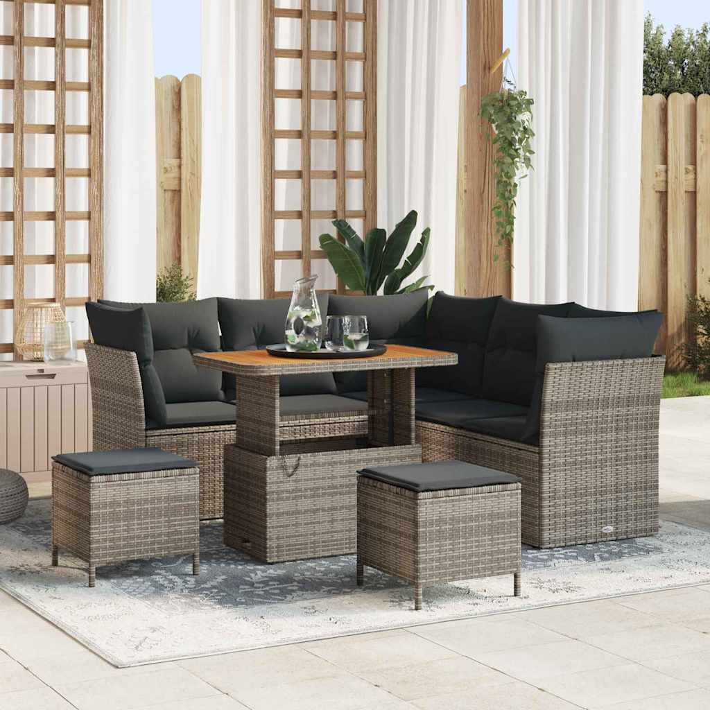 Conjunto de sofá de jardín con cojín 9 pcs Negro y crema