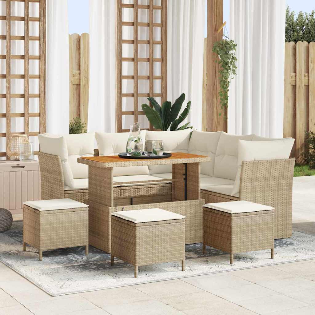 Conjunto de sofá de jardín con cojín 8 pcs Negro y crema