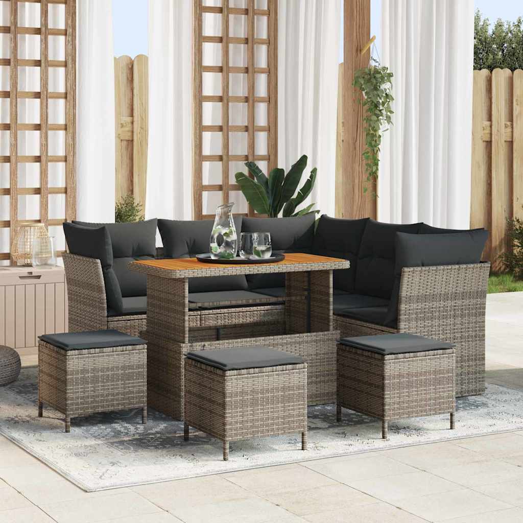 Conjunto de sofá de jardín con cojín 8 pcs Negro y crema