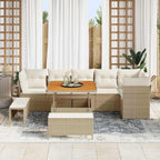 Conjunto de sofá de jardín con cojín 9 pcs beige y crema