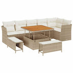 Conjunto de sofá de jardín con cojín 9 pcs beige y crema