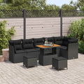 Conjunto de sofá de jardín Manual 9 pcs Negro 90 x 55 x 71 cm