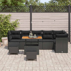 Conjunto de sofá de jardín Manual 9 pcs Negro 90 x 55 x 71 cm