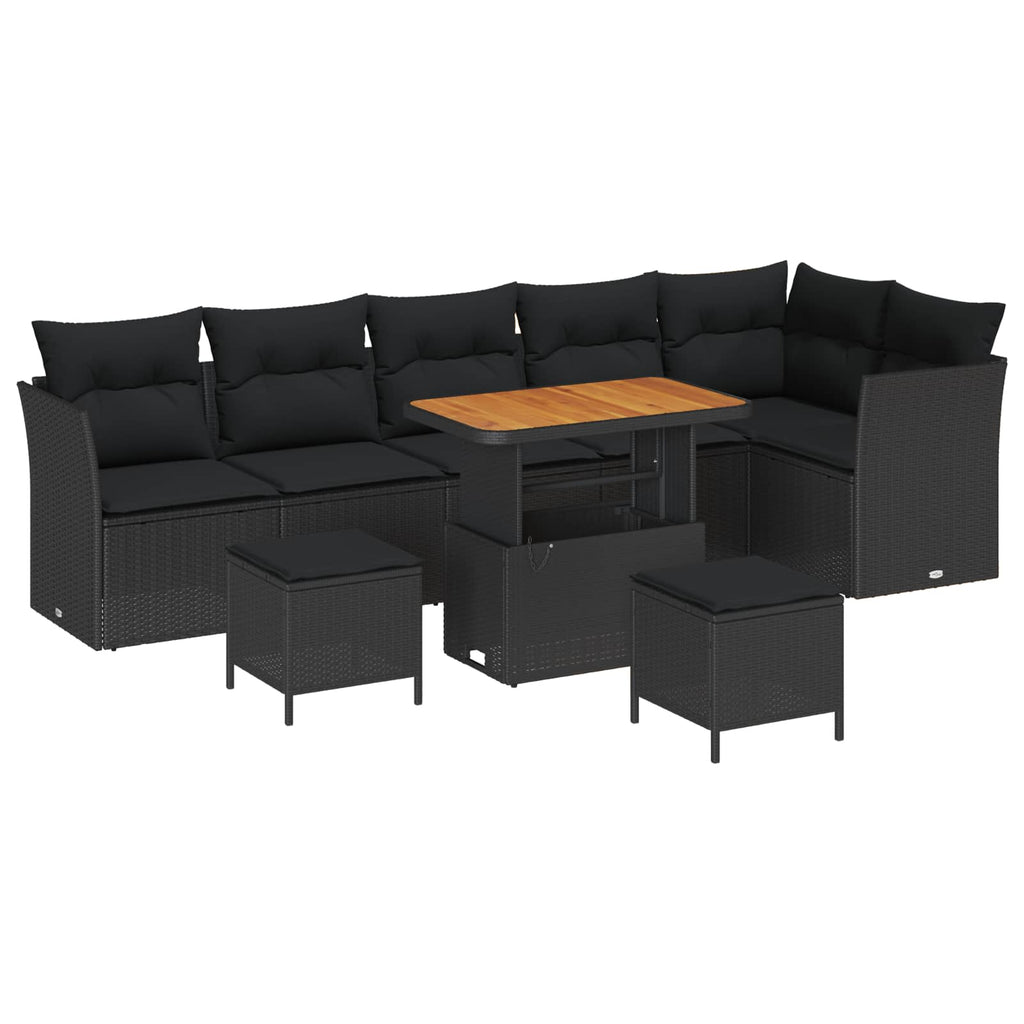 Conjunto de sofá de jardín Manual 9 pcs Negro 90 x 55 x 71 cm