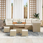 Conjunto de sofá de jardín con cojín 10 pcs beige y crema
