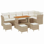Conjunto de sofá de jardín con cojín 10 pcs beige y crema