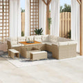 Conjunto de sofá de jardín 13 pcs Beige y Crema ratán sintético