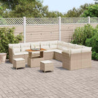 Conjunto de sofá de jardín con cojín 13 pcs beige y crema