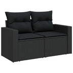 Conjunto de sofá de jardín 8 pcs Negro ratán sintético